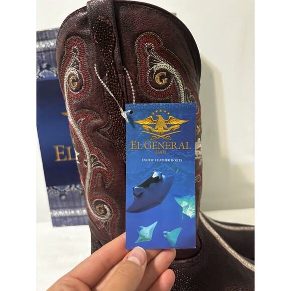 Stingray Stripe Print Pointed Toe Cowboy Boots by El General 1901 Mens Size 7.5 - Picture 11 of 14